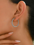 925 Sterling Silver Fashion Simple  Round Plain Earring For Women Engagement Wedding Luxury High Quality Fine Jewelry Gifts