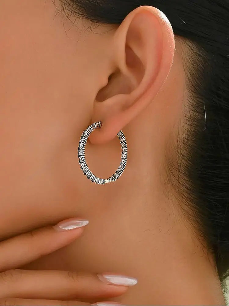 925 Sterling Silver Fashion Simple  Round Plain Earring For Women Engagement Wedding Luxury High Quality Fine Jewelry Gifts