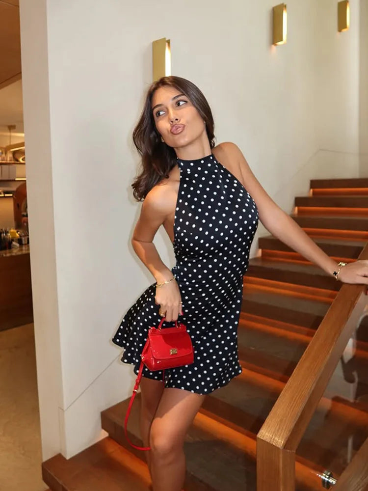 Halter Dot Printed Dress