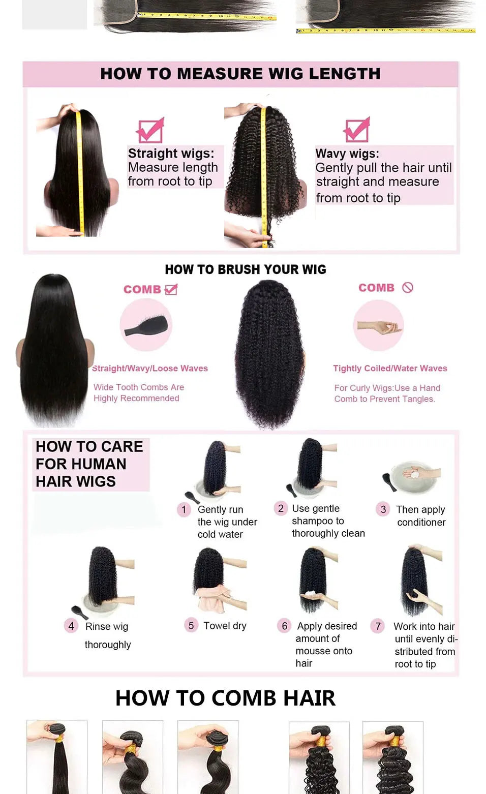 13x4 13x6 Straight Human Hair Lace Wigs