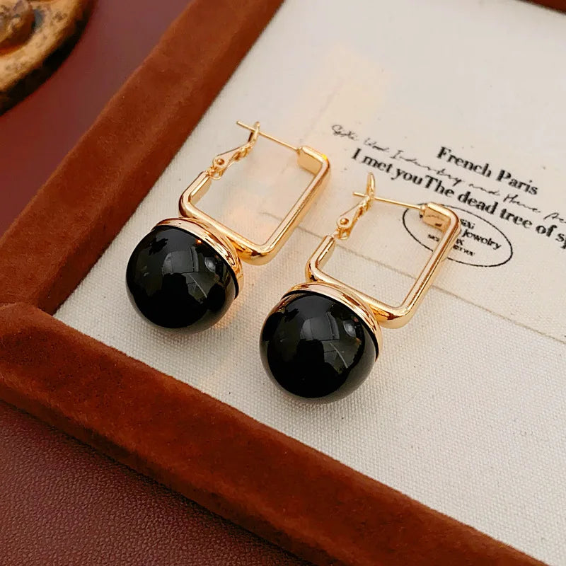 Rectangular Round Earrings