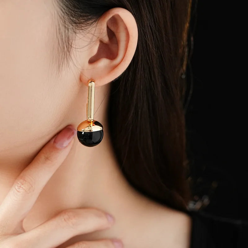 Rectangular Round Earrings