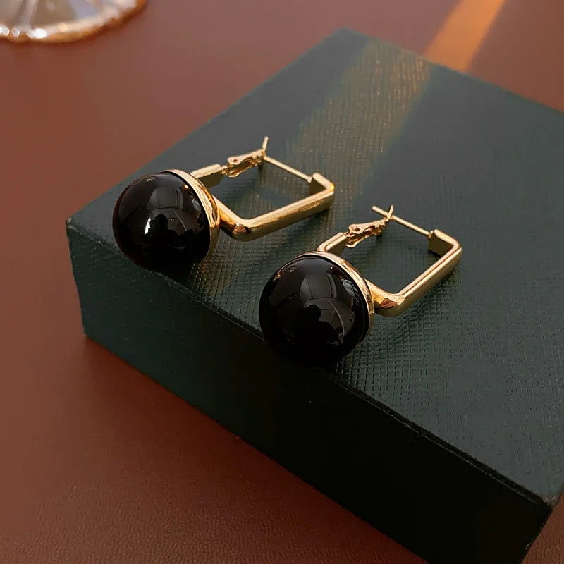 Rectangular Round Earrings