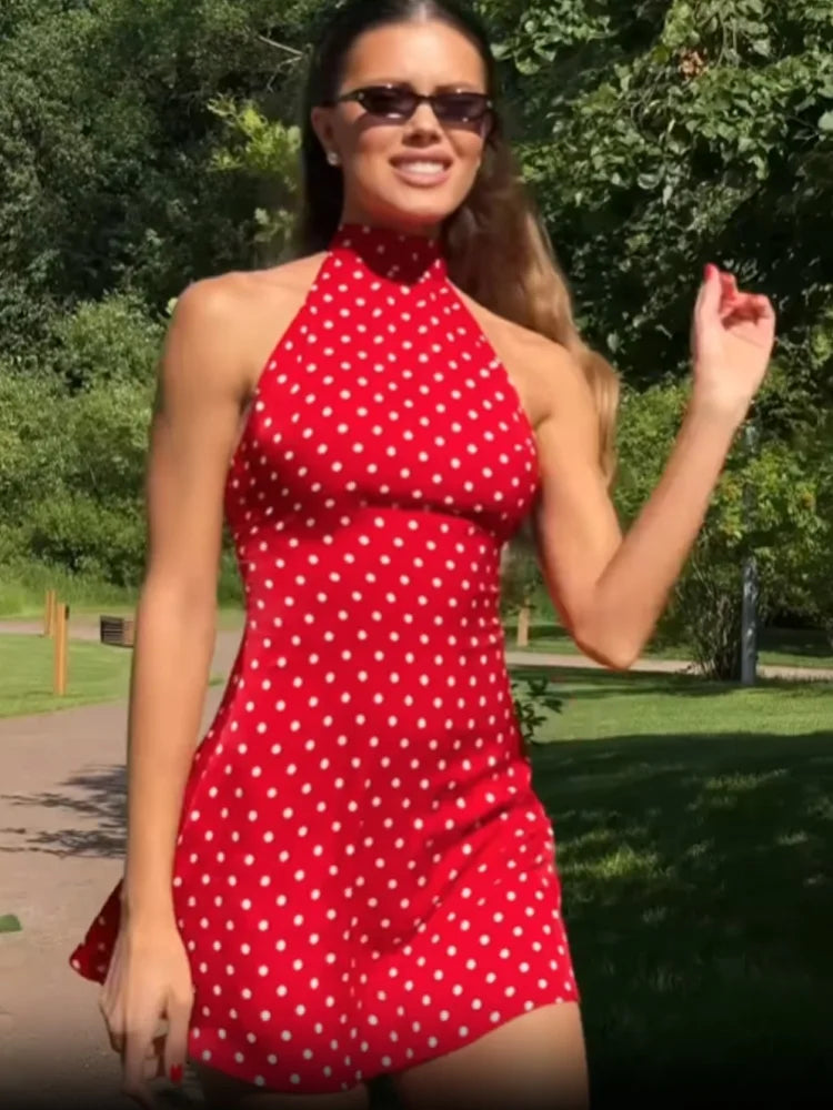 Halter Dot Printed Dress